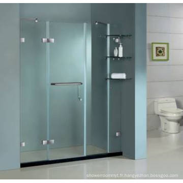 Porte de douche simple sans cadre en verre de sécurité trempé Hg-474